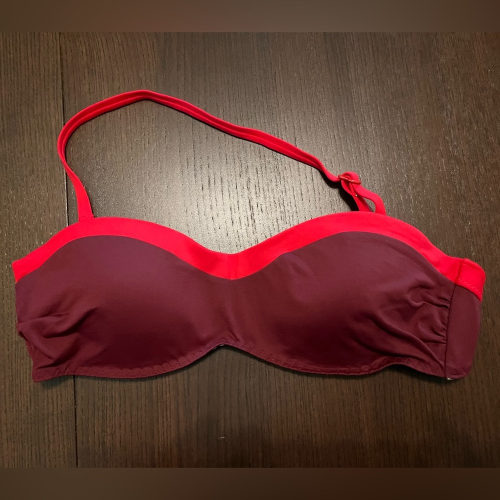 Lands End Burgundy Bandeau Bikini top - 34B / 36A
